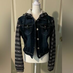 Cropped Wallflower hoodie denim jacket